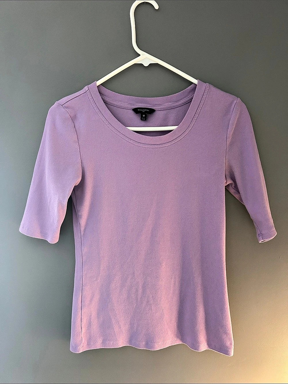 Banana Republic Ribbed Short Sleeve Top in Purple Size Medium